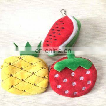 Fruit Shape Plush Key Coin Wallet Purse Cosmetic Makeup Pouch Pencil Bag