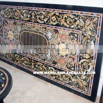 Black Marble Stone Inlay Dining Table Top