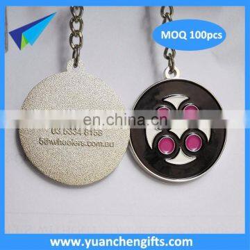 Cheap Round custom soft enamel keychains with 30mm keyrings