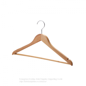 Solid Wood Coat Hanger, Suit Hanger, Jacket Hanger with Sturdy Non-Slip Bar, Smooth Finish, Wide Shoulder