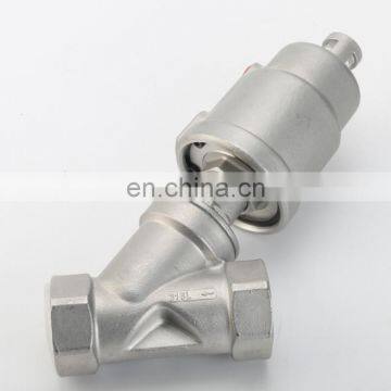 Double action Y type DN40 high temperature steam valve 304 stainless steel pneumatic angle seat valve thread type