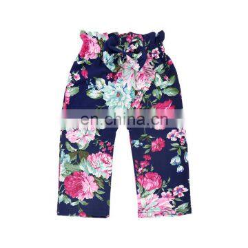 Big Floral Baby Girl Pants Beauty Noble Color A Mini Bow On The Front Autumn Wear