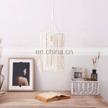 Boho Style Cotton Rope Macrame Woven Wall Hanging Hand Made Indoor Outdoor Decor Macrame Lamp Shade photo-7