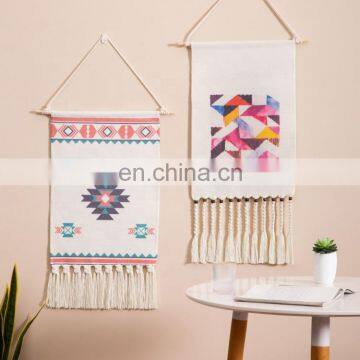 Indoor Home Decor Custom Made Cotton Woven Geometric Printing Pattern Wall Hanging Tapestry photo-3