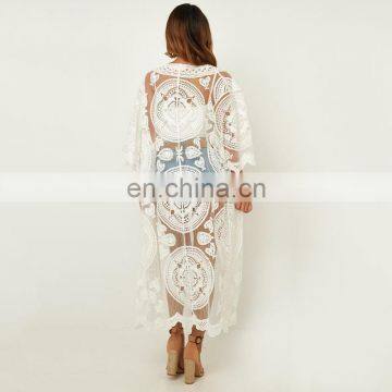 Пляжная платье с цветочным вышиванием, купальник для женщин, пляжный кардиган, купальник-аксессуар для плавания photo-4