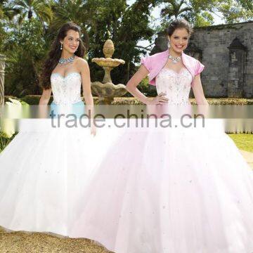 2014 New Design Gorgeous sweetheart Ball Gown with Jacket and beaded Quinceanera Dress