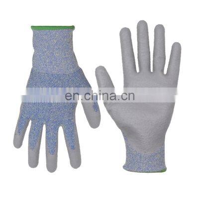 HANDLANDY ANSI Cut Level 4 Anti Slip Construction Dipped Gloves PU Coated Gloves Work Safety