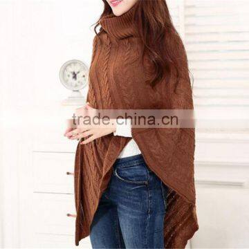 2016 ladies turtle neck women new model acrylic poncho