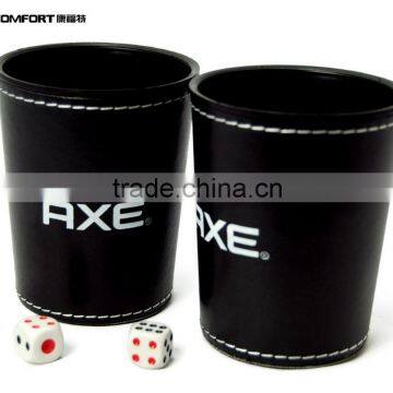 fashion design popular leather plastic dice cup set