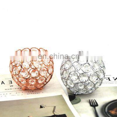 Round Candle Holders Luxury Table Decoration Metal Tealight Crystal Candle Holder For Home Deco Party Wedding Housewarming Gift