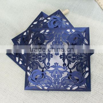 High Quality Royal Blue Laser Cut Wholesale Blank Wedding Invitations