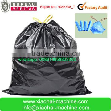 Plastic Poly Draw Handle Big Garbage Bag Making Machine To Make Ribbon Through Continuous Winding Bag