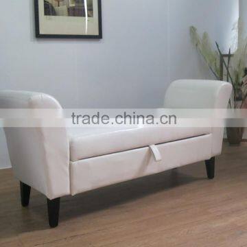 Marsha Modern Scroll Arm Faux Leather Storage Bench Bed Stool photo-3