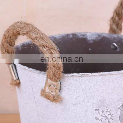 New Design Wholesale Home Decorative Garden Plants Antique White Color Hemp Rope Hanging Painting Flower Pots With Spout Flower Vase photo-4