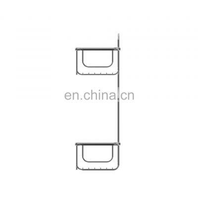 2 Tier Stainless Steel Wire Rack Wall Mounted Adhesive Magic Sticker Bathroom Storage Shelf Rack photo-3