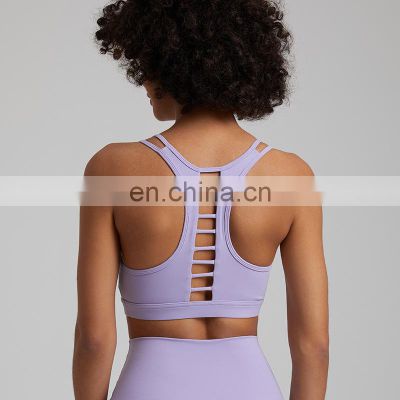 New Design High Quality Sexy Hollow Out Racer Back Breathable Quick Dry Soft Workout Gym Yoga Sports Wear Women Clothes Bra Top