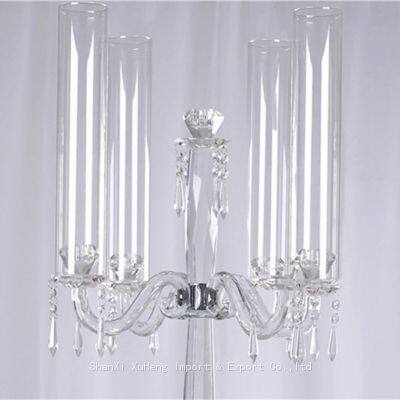 Glass Candle Stick Holders Centerpieces Clear Crystal Candelabra Table Decorations for Wedding Party Events Decorative photo-3