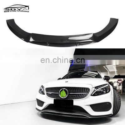 C43 FD Style Carbon Fiber Front Lip Front Bumper Lip For Mercedes-Benz C Class W205 C43