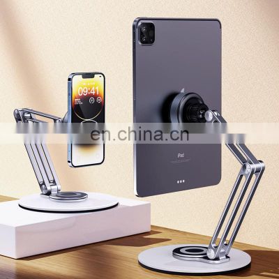 New Design Aluminum Alloy Adjustable Rotatable Vacuum Electric Sucker Tablet Mobile Phone Stand For Desk