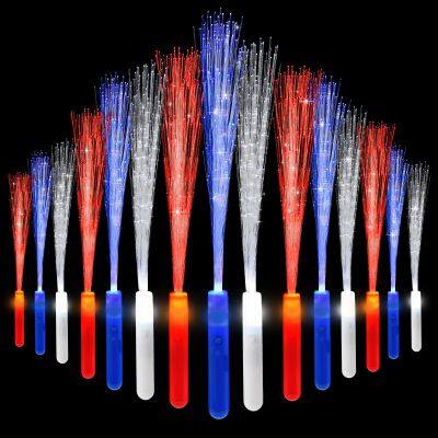 Bast?es de Fogos de Artifício Glow com Luzes LED Intermitentes, Varinhas ópticas Mágicas de Fibra, Brinquedos para Casamentos e Concertos