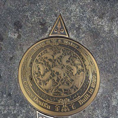 Cast Iron Manhole Cover With Copper Coating, Artistic Effect, Custom Design