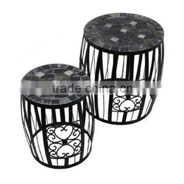 2-Piece Mosaic flower stand with dark mosaic pattern