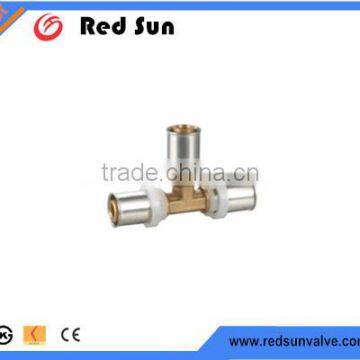 HR7210 factory manufacture forged brass water tee compression plumbing fittings