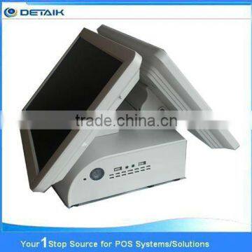 OEM Accepted White Color All-in-one 15 inch Cheap Dual Screen POS DTK-POS1578