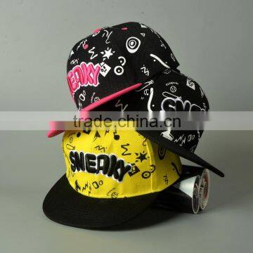 2016 Latest Letter SNEAKY Embroidery Flat Brim Snapback Boys Girls Sport Cap