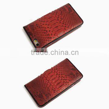 High Quality Real Snake Leather Case for Iphone 6 Genuine Leather Flip Phone Case