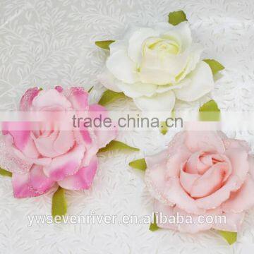 Bright pink simulation edge rose 8 cm flower heads Artificial silk cloth DIY wedding flowers Direct selling small wholesale