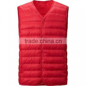 red color fashion custom down vest pattern men wholesale