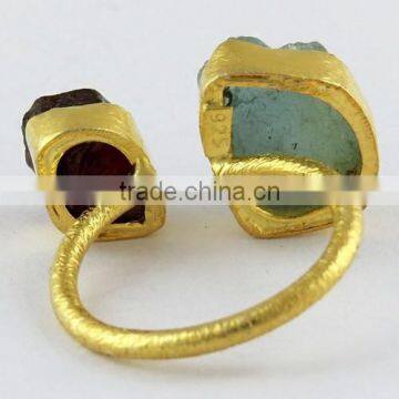 Amazing Rough Aquamarine Garnet Ring, Handmade Silver Jewellery, Online SIlver Jewellery photo-5