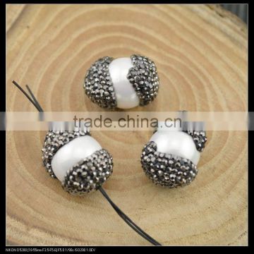 LFD-0053B Wholesale Pave Rhinestone Crystal Beads White Shell Connectors Bead Jewelry Making