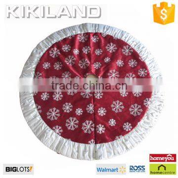 hot sale snowflake embroidery with handmade crushed christmas tree skirts