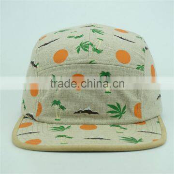 Hemp Fabric Custom Design 5 Panel Cap With Printing photo-2