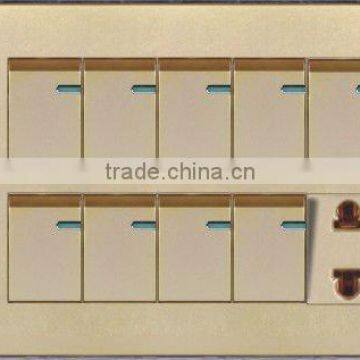 Nine Gang One Socket Wall Switch
