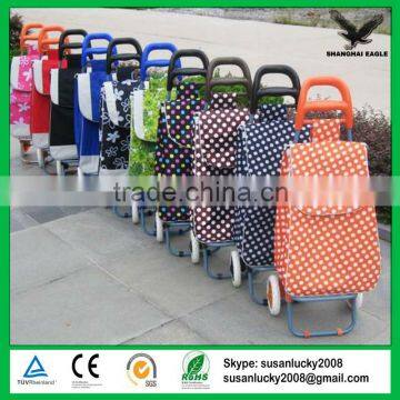 BLACK AND WHITE POLKA DOT FOLDABLE COLLAPSIBLE SHOPPING MARKET TROLLEY CART