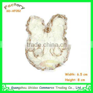 Cute white chiffon rabbit embroidered patch for garment dress SDXF052