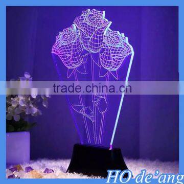 Hogift Hot Selling LED USB Table Lamp Creative 3d Rose-shaped Acrylic Battery Table Lamp MHo-230 photo-2