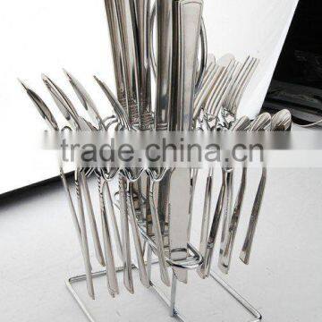 New fashion for 24 pcs stainless steel cutlery set with wire stand