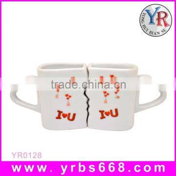 heart handle sublimation couple mug for valentine