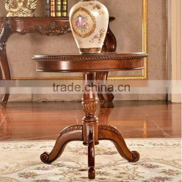 Foshan good price solid wooden coffee table three legs round tea table furniture