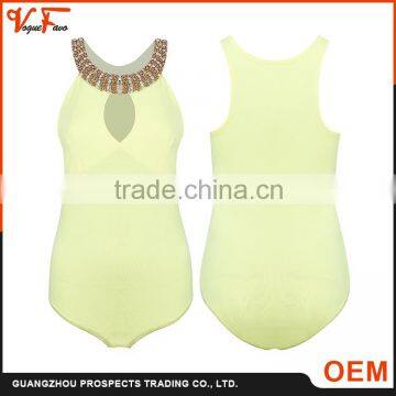 Hot sale European style yellow sexy one piece women jumpsuit for club party