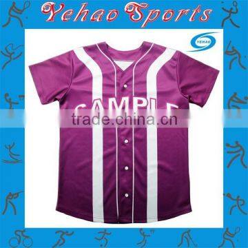 Custom sublimated stripe baseball jersey color purple wholesale