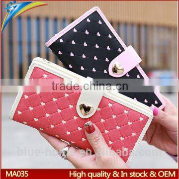 Latest heart design long hasp ladies purse Good quality Showing elegance