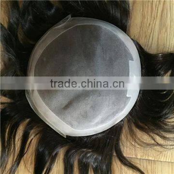 Silk Top and pu Around the Toupee, Afro Curl Men Toupee Natural Hairline photo-5