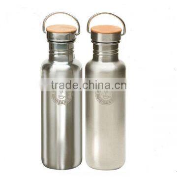 New style double wall stainless steel vacuum sports water bottle with bamboo lid