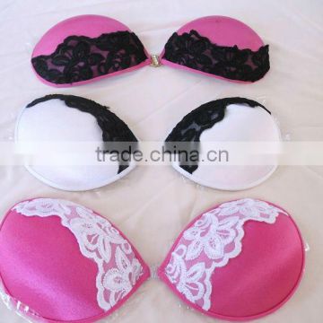 Sexy Lady Backless Invisible Lace Sponge Fabric Nipple Bra For Clubwear