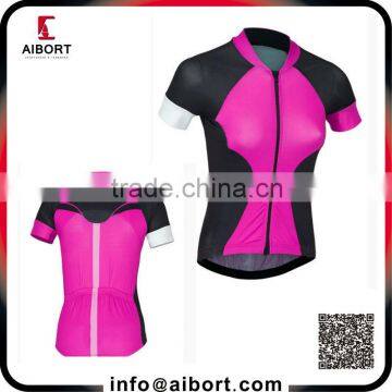 Custom women full zip short sleeve cycling shirts